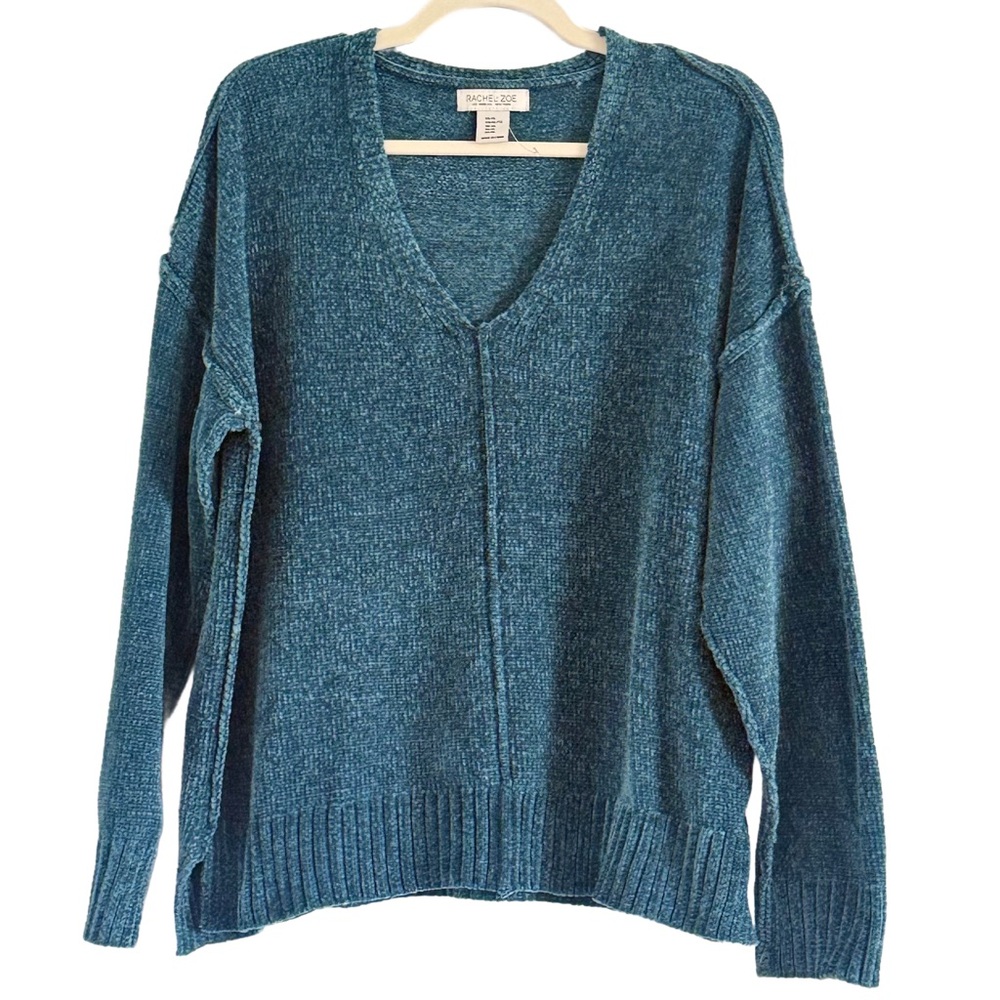 NWT Rachel Zoe Teal V-Neck Chenille Sweater XL - Picture 10 of 10